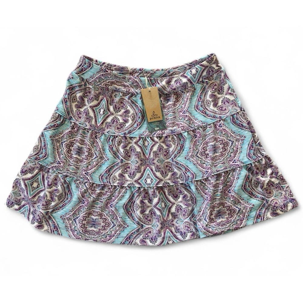 New Prana Sassy Short Skirt Size M Sail Blue Purple‎ Activewear Stretch Pull On